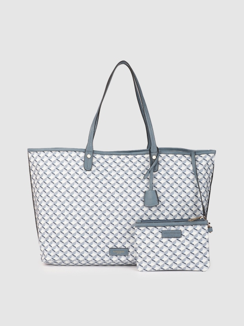 

Accessorize Women Blue & White Printed Tote Bag