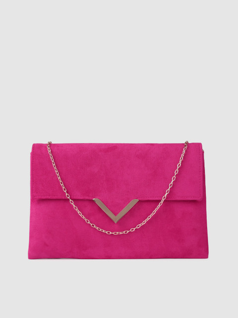 

Accessorize Women Fuchsia Solid Natalie Suedette Envelope Clutch