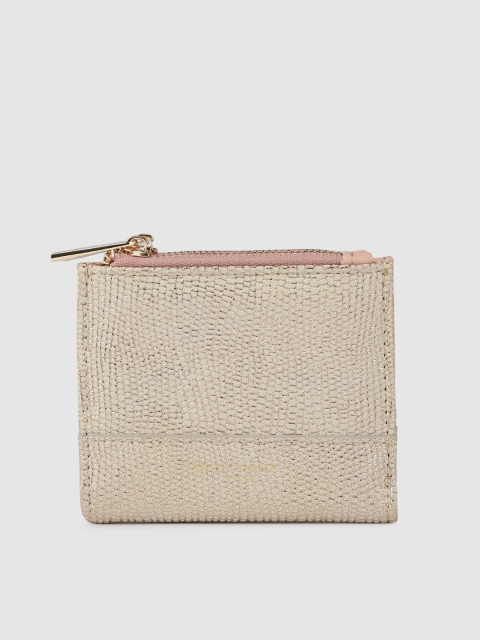 

Accessorize Women Gold-Toned Textured Two Fold Wallet