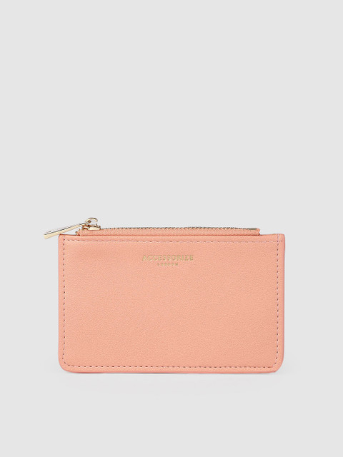 

Accessorize Women Peach-Coloured Solid Card Holder