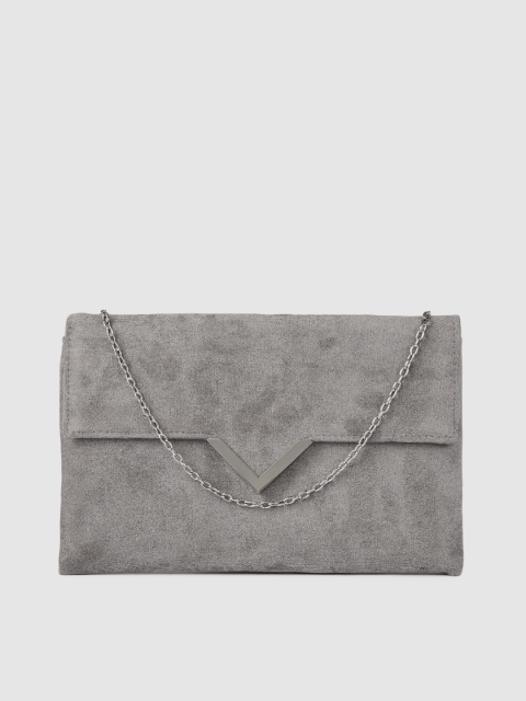 

Accessorize Women Grey Solid Natalie Suedette Clutch
