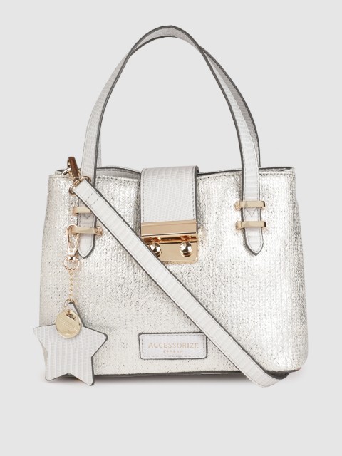 

Accessorize Silver-Toned Textured Handheld Bag