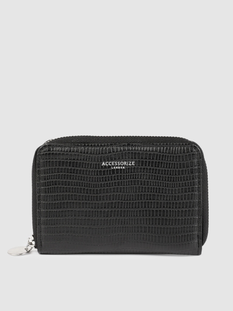

Accessorize Women Black Textured Zip Around Wallet
