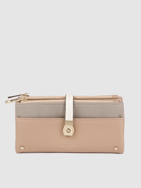 

Accessorize Women Pink & Grey Colourblocked Two Fold Wallet