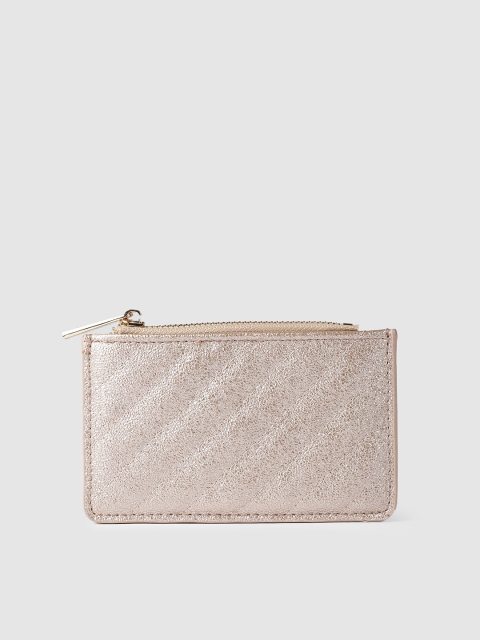 

Accessorize Women Rose Gold-Toned Textured Quilted Card Holder