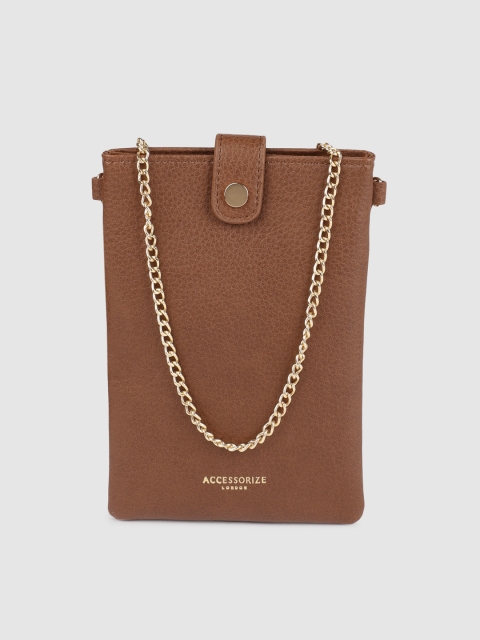 

Accessorize Women Brown Solid Mobile Pouch, Tan