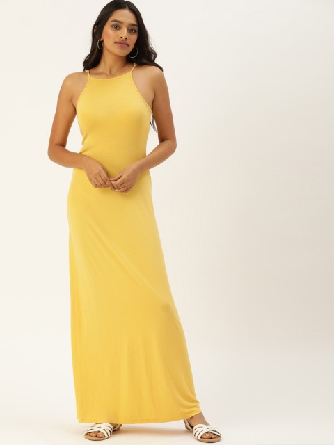 

FOREVER 21 Women Yellow Solid Maxi Dress