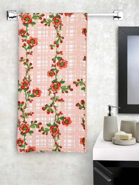 

BOMBAY DYEING Unisex Beige & White Floral Printed 500 GSM Bath Towel