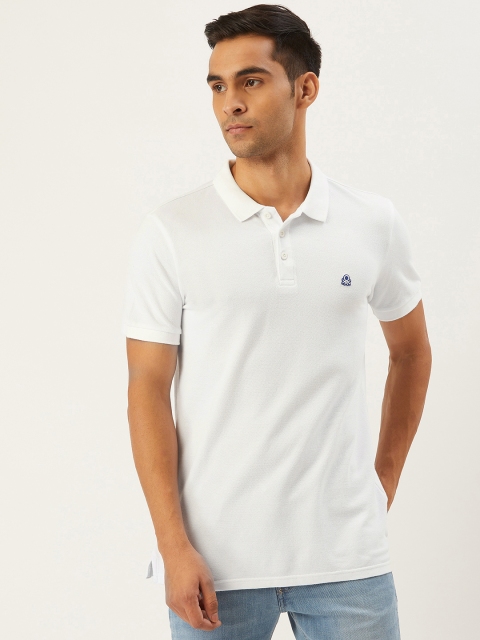 

United Colors of Benetton Men White Solid Polo Collar T-shirt