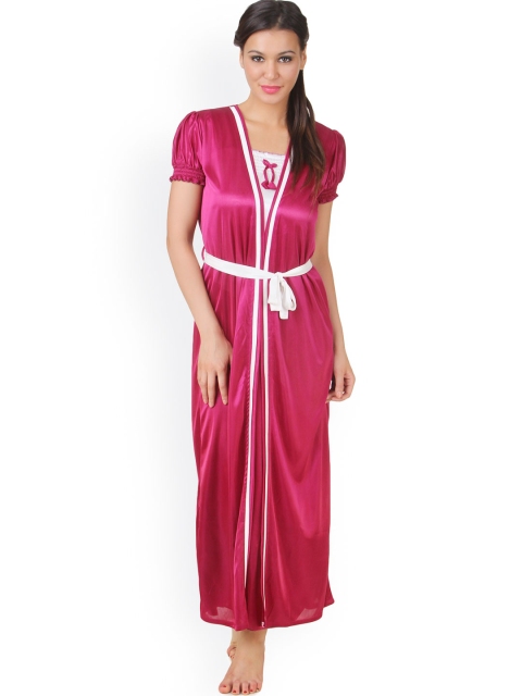 

Fasense Maroon & White Nightdress with Robe FA050B2, Magenta
