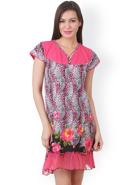 

Fasense Pink Printed Nightdress PR018C3