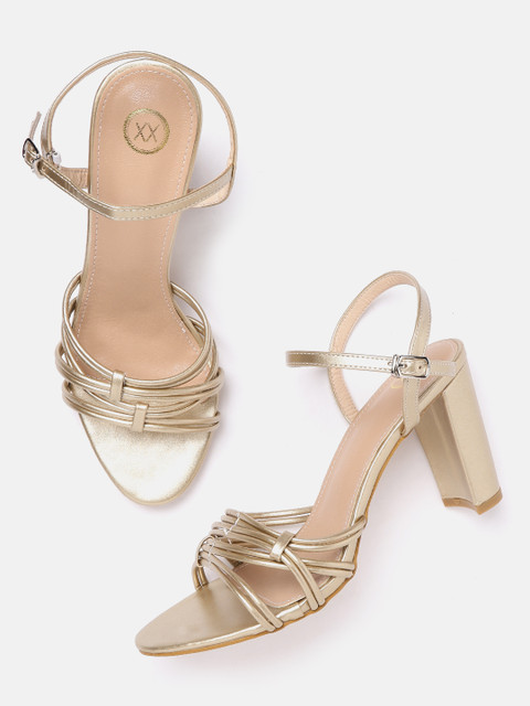 

20Dresses Women Gold-Toned Solid Block Heels