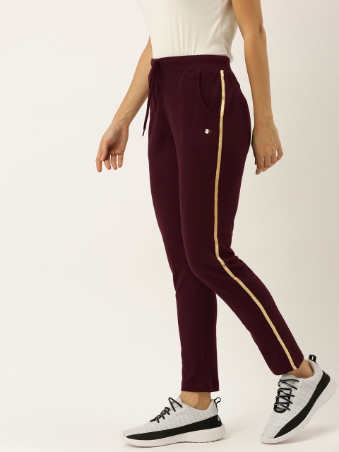 

Sports52 wear Women Maroon Solid Slim Fit Training Track Pants with Side Stripe