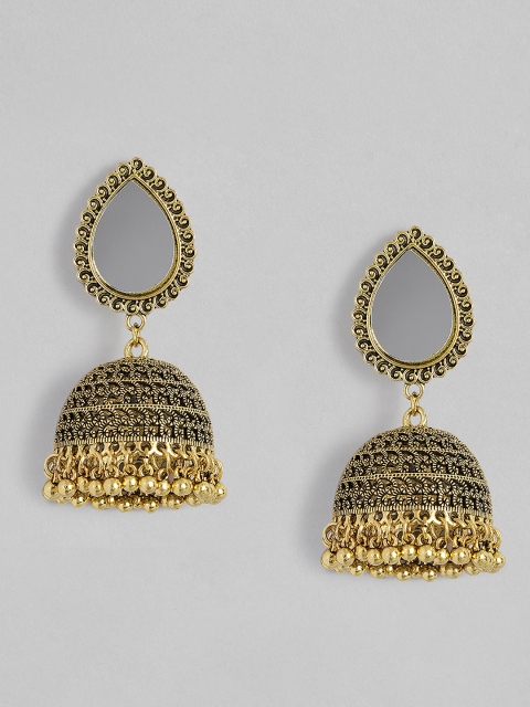 

Anouk Gold-Toned Antique Mirror Dome Shaped Jhumkas