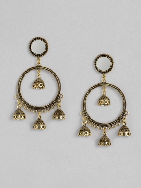 

Anouk Gold-Toned Circular Mirror Drop Earrings