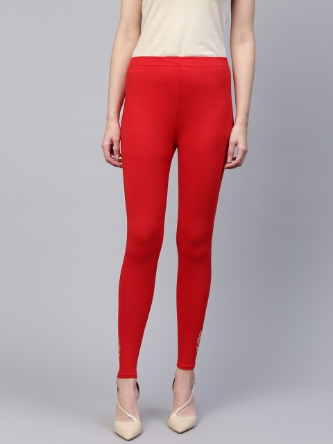 

PINKSKY Women Red Solid Leggings