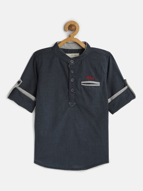 

TONYBOY Boys Navy Blue Regular Fit Solid Casual Shirt