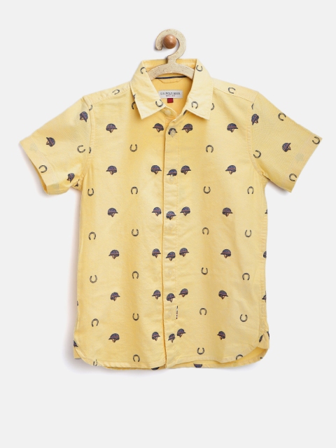 

U.S. Polo Assn. Kids Boys Yellow Printed Casual Shirt