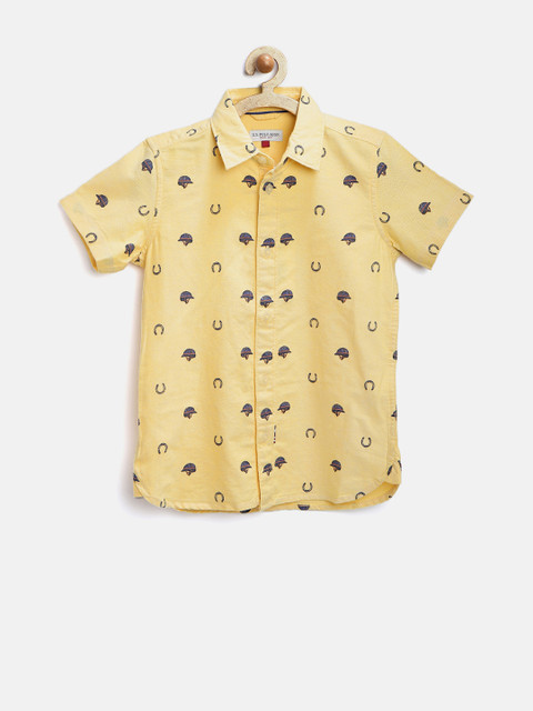 

U.S. Polo Assn. Kids Boys Yellow Printed Casual Shirt