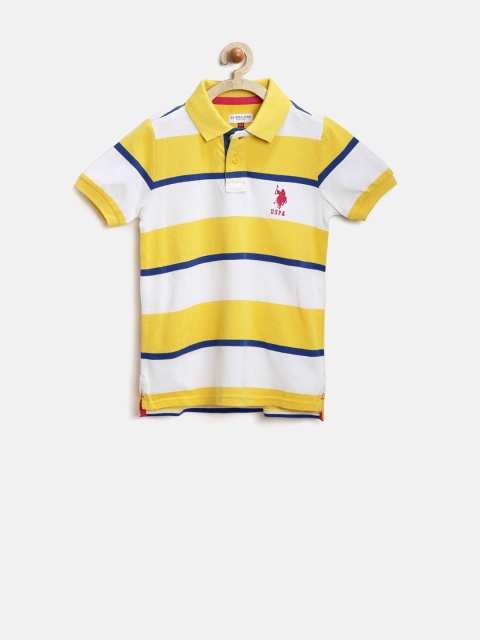 

U.S. Polo Assn. Boys Yellow & White Striped Polo T-shirt
