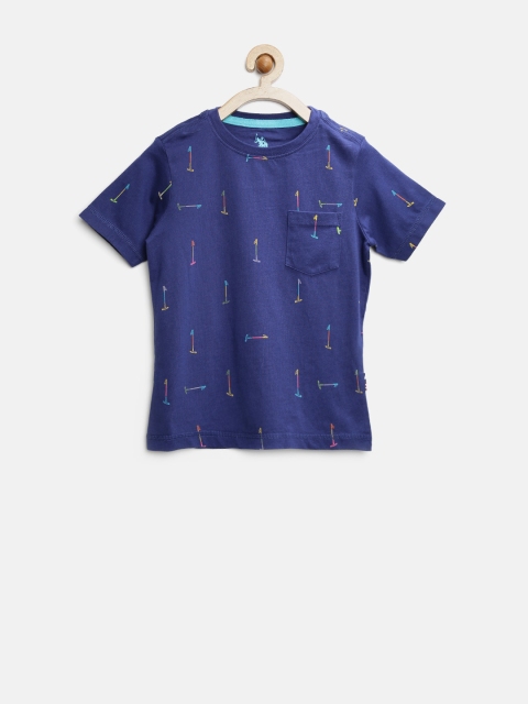 

U.S. Polo Assn. Kids Boys Blue Printed T-shirt