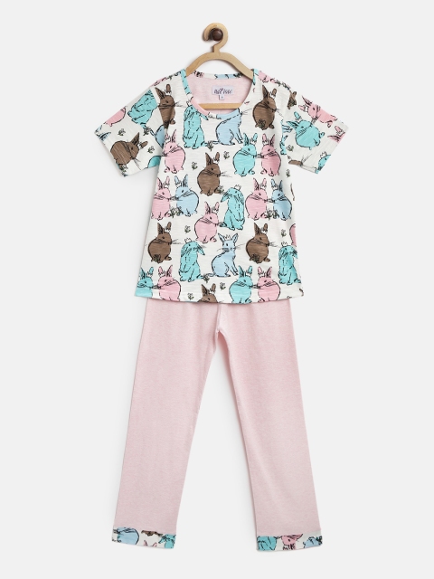

Nite Flite Girls Blue & Pink Printed Night suit
