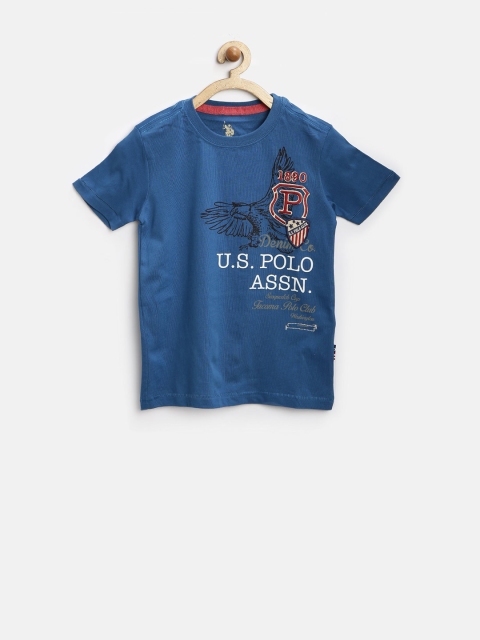

U.S. Polo Assn. Boys Teal Blue Printed T-shirt