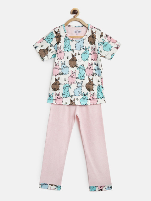 

Nite Flite Girls Blue & Pink Printed Night suit
