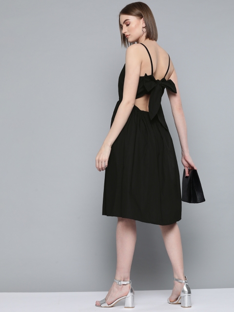 

VividArtsy Women Black Solid A-Line Dress