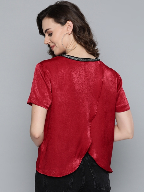 

VividArtsy Women Red Solid Styled Back Top