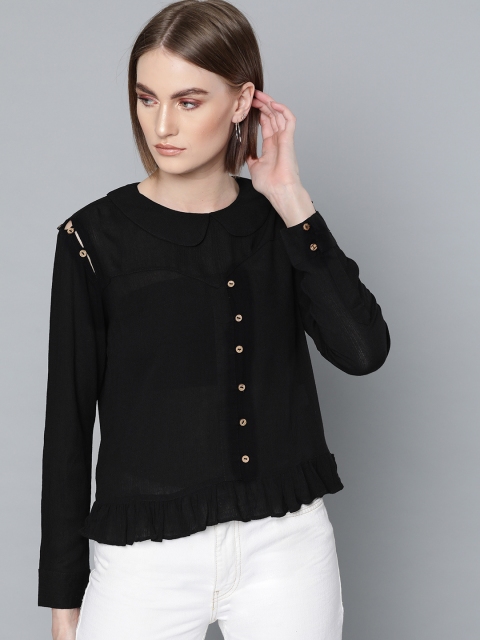 

VividArtsy Women Black Solid Top