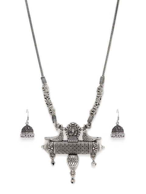

Fida Silver-Toned Tribal Necklace & Earring Set