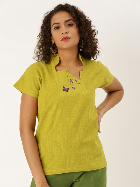 

Jaipur Kurti Women Mustard Solid Top