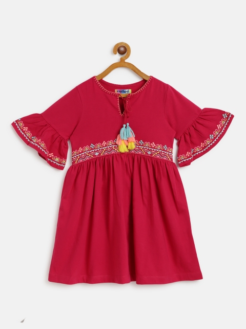 

Nauti Nati Girls Fuchsia Embroidered A-Line Dress