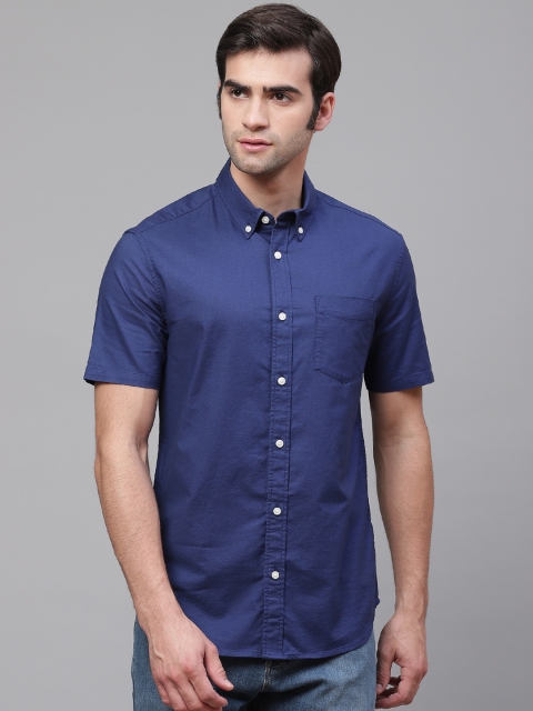 

Marks & Spencer Men Navy Blue Regular Fit Solid Casual Shirt