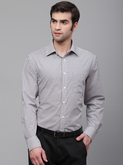 

Marks & Spencer Men Grey & White Tailored Fit Checked Formal Shirt
