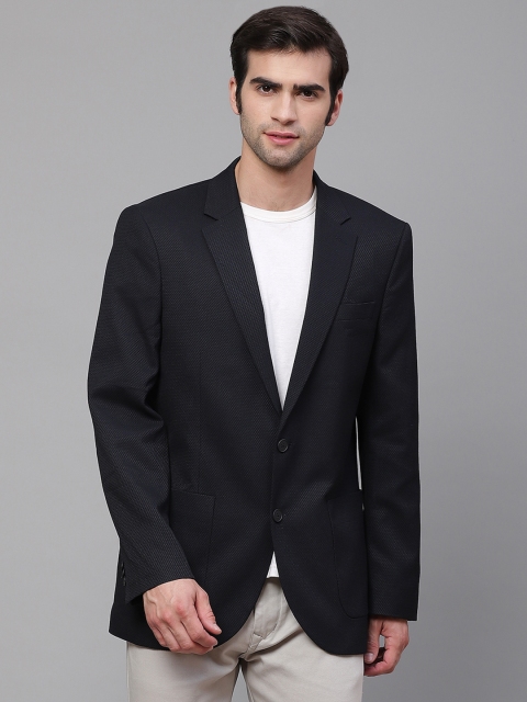

Marks & Spencer Men Navy Self-Design Regular Fit Single-Breasted Casual Blazer, Navy blue
