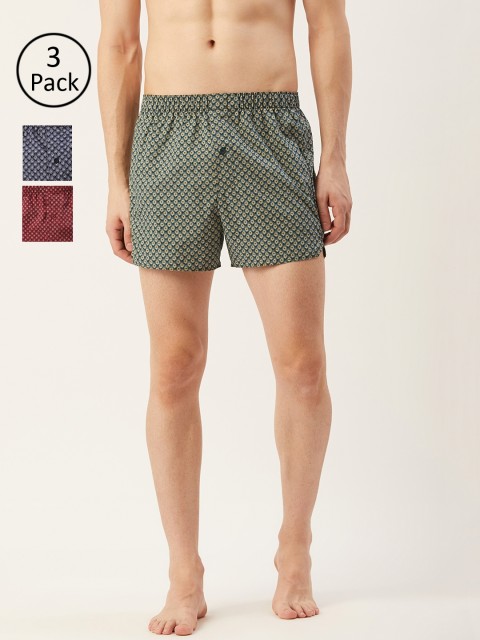 

Marks & Spencer Men Pack of 3 Printed Boxers T143731MULTI, Green