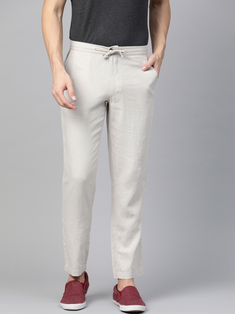 

Marks & Spencer Men Grey Solid Regular Trousers