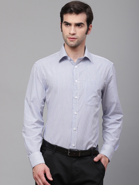 

Marks & Spencer Men White & Navy Blue Tailored Fit Striped Formal Shirt