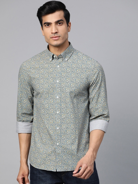 

Marks & Spencer Men Green & Mustard Yellow Regular Fit Printed Casual Shirt