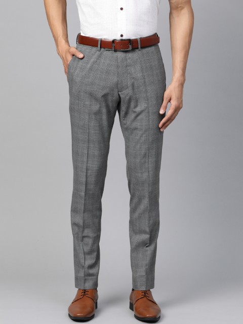 

Marks & Spencer Men Grey Skinny Fit Checked Formal Trousers