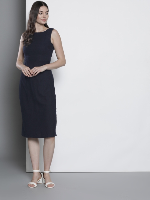 

Marks & Spencer Women Navy Blue Solid A-Line Dress