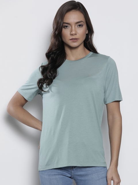 

Marks & Spencer Women Green Solid Round Neck T-shirt