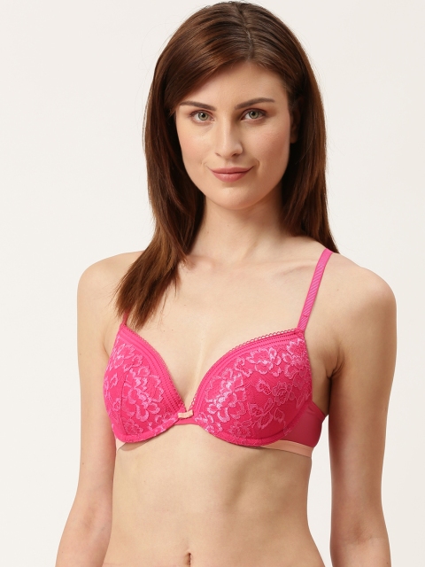 

Marks & Spencer Women Pink Lace Underwired Lightly Padded Plunge Bra T818713