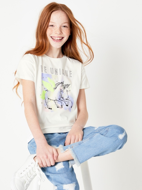 

Marks & Spencer Girls White Printed Round Neck T-shirt
