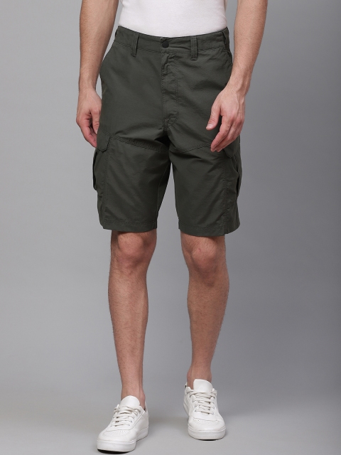 

Marks & Spencer Men Olive Green Solid Regular Fit Cargo Shorts