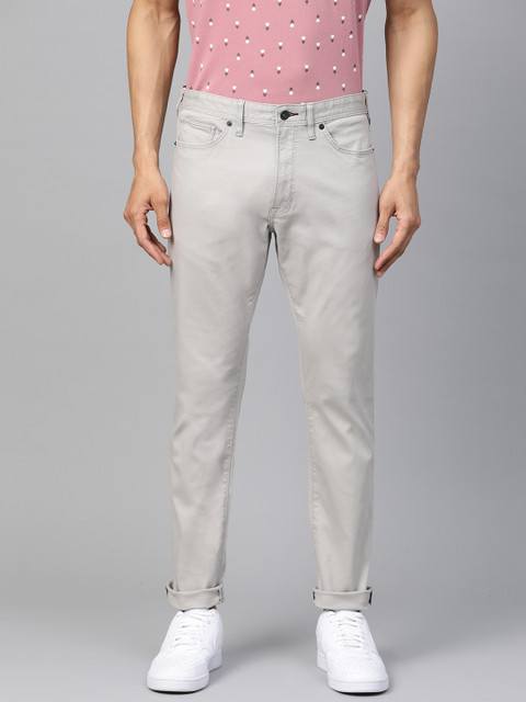 

Marks & Spencer Men Grey Slim Fit Solid Regular Trousers