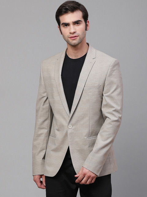 

Marks & Spencer Men Beige Checked Skinny Fit Single-Breasted Casual Blazer