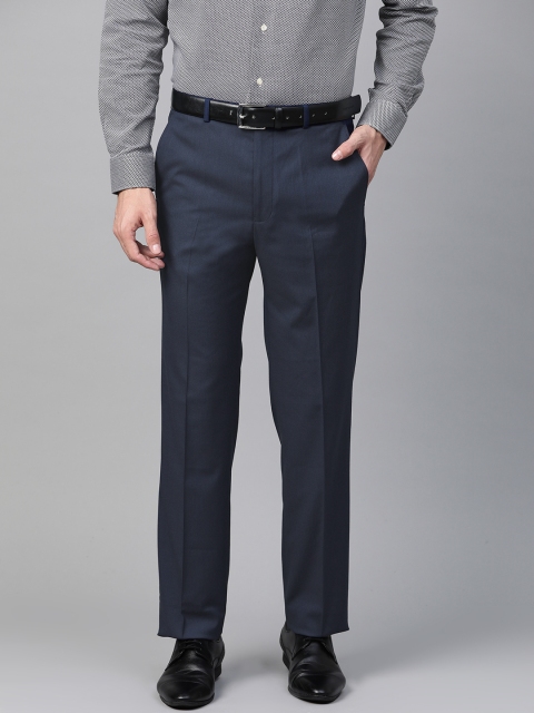 

Marks & Spencer Men Navy Blue Regular Fit Solid Formal Trousers